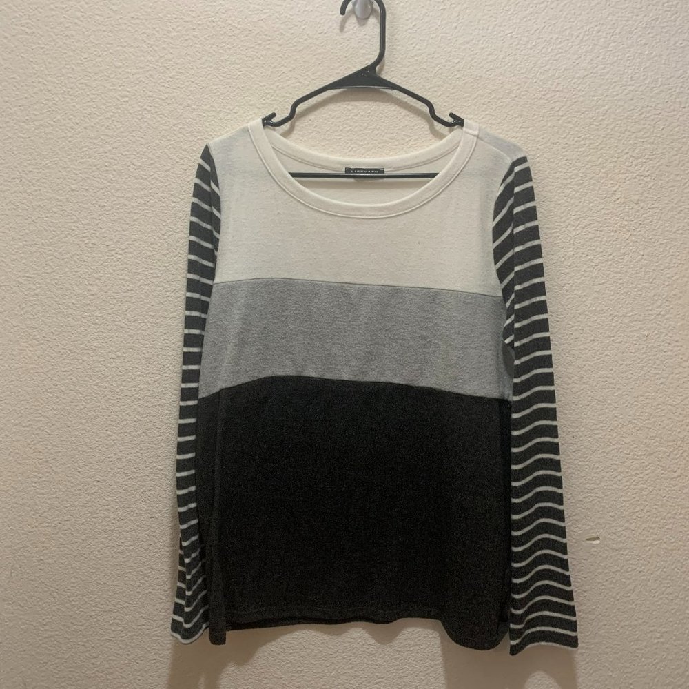 striped grey sweater